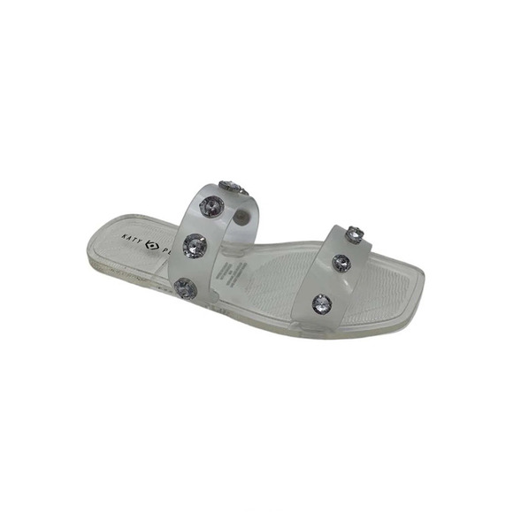 Katy Perry Shoes - Katy Perry Embellished Square Toe Slide Sandals The Geli Clear - Medium